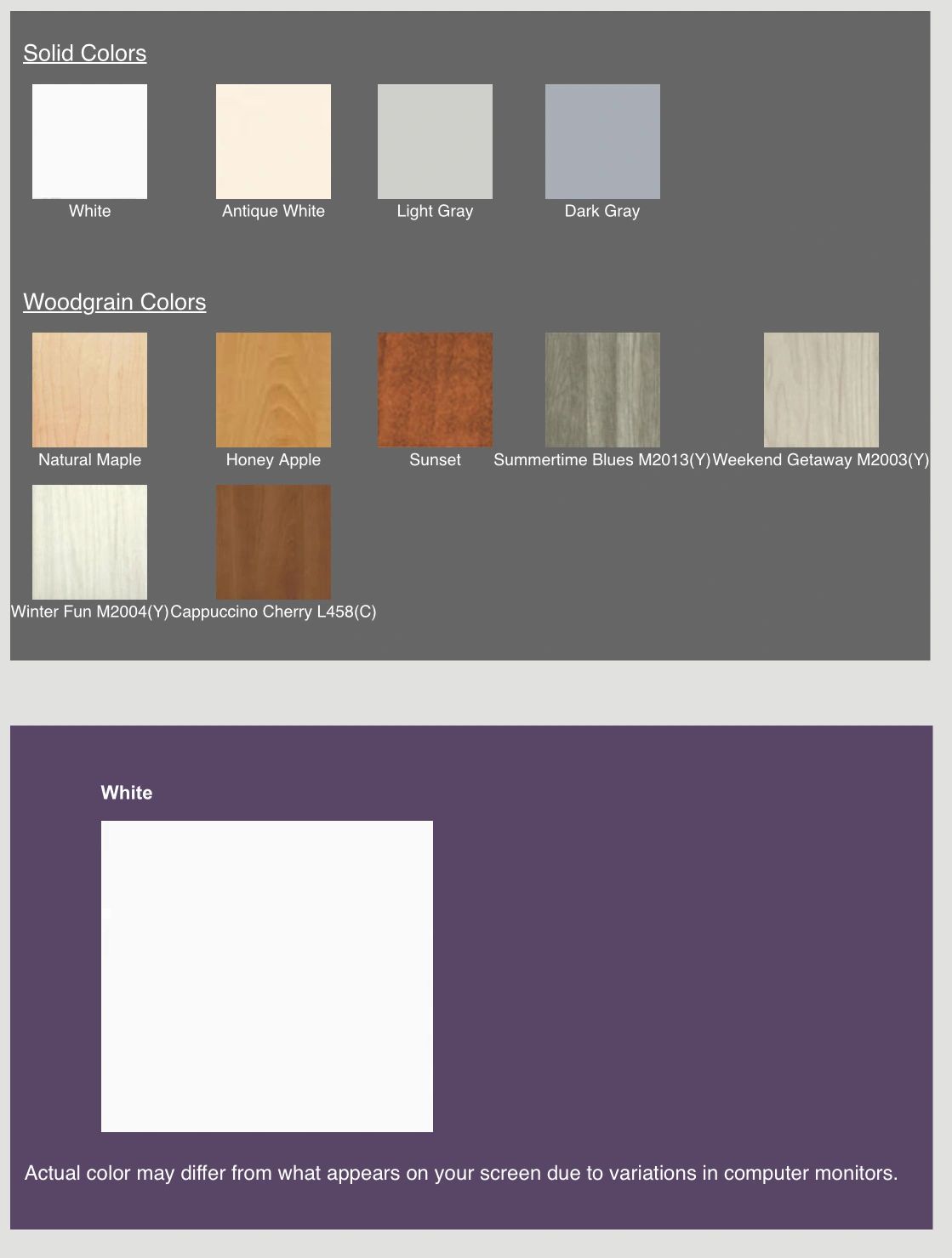 Color options available custom closet systems Fantasy Closets Northern Virginia