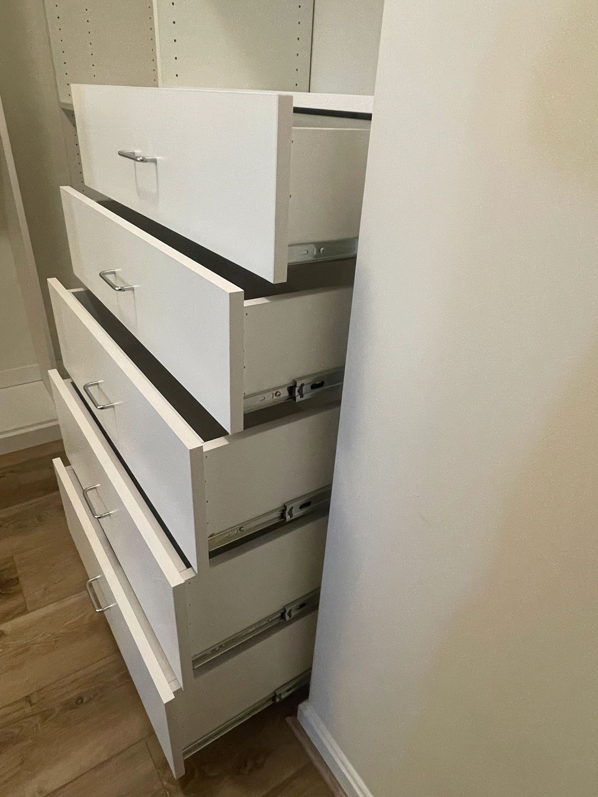 Combination of drawer styles custom closet Fantasy Closets Northern Virginia