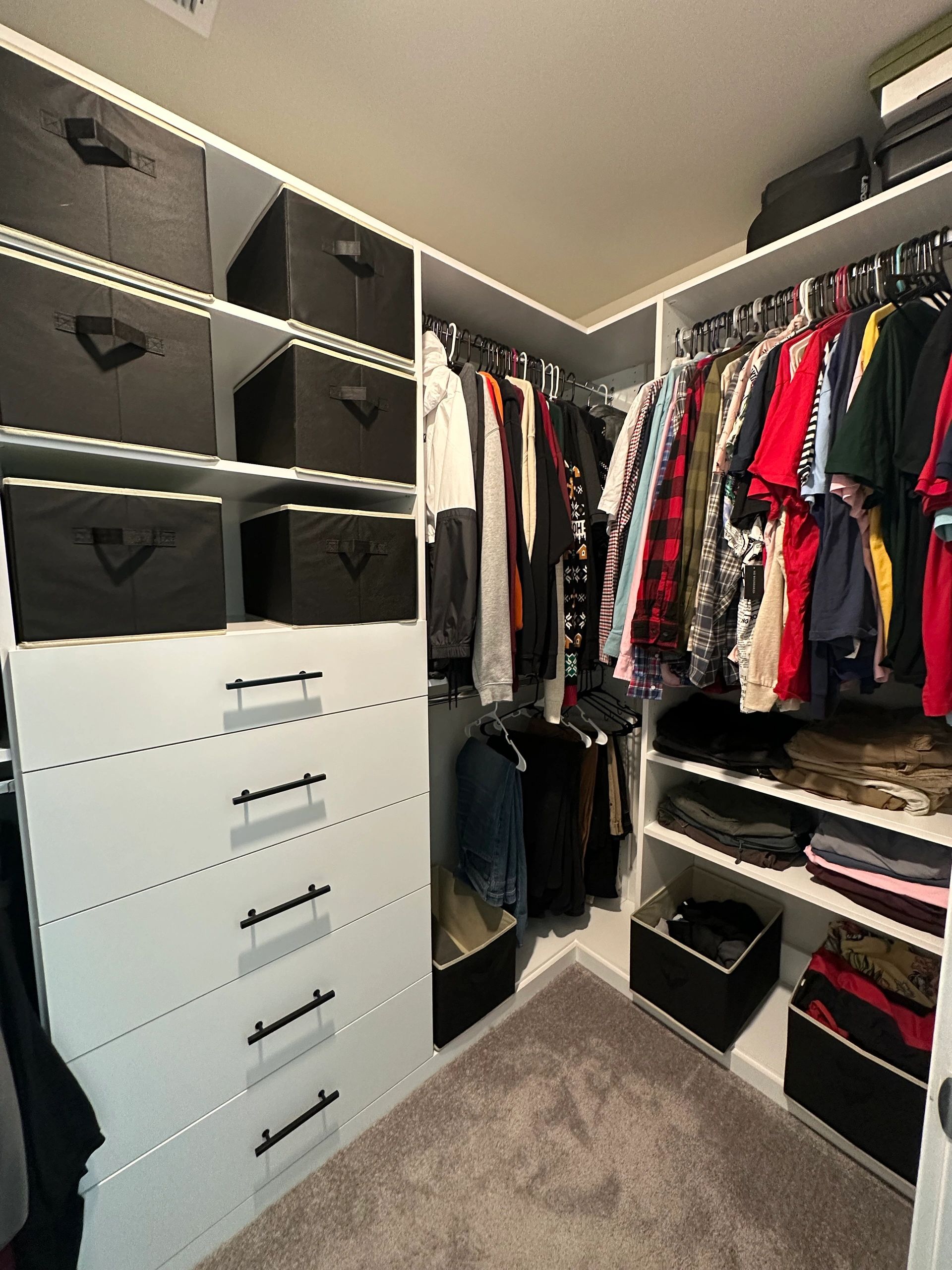 Custom walk-in closet jewelry drawers Fantasy Closets